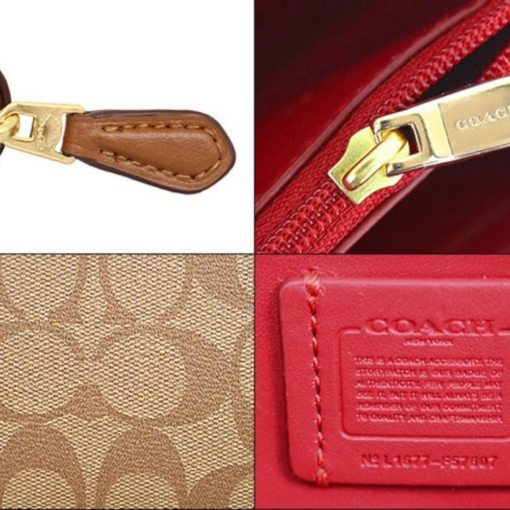 Coach Limited‑Edition Anniversary Canvas Print Wallet Accordion Zip Khaki Beige